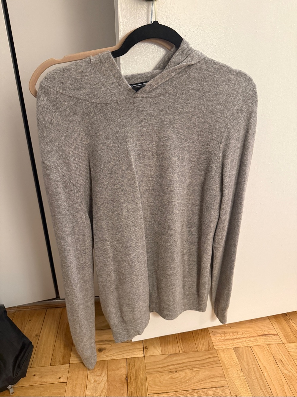 Light Gray Cashmere Hooded Knit Pullover